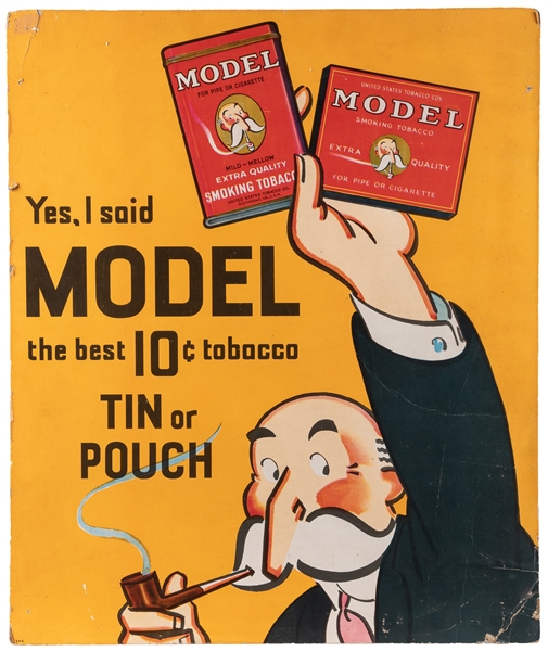  Yes I said 10 cents / Model Tobacco Sign. Lithograph on car...