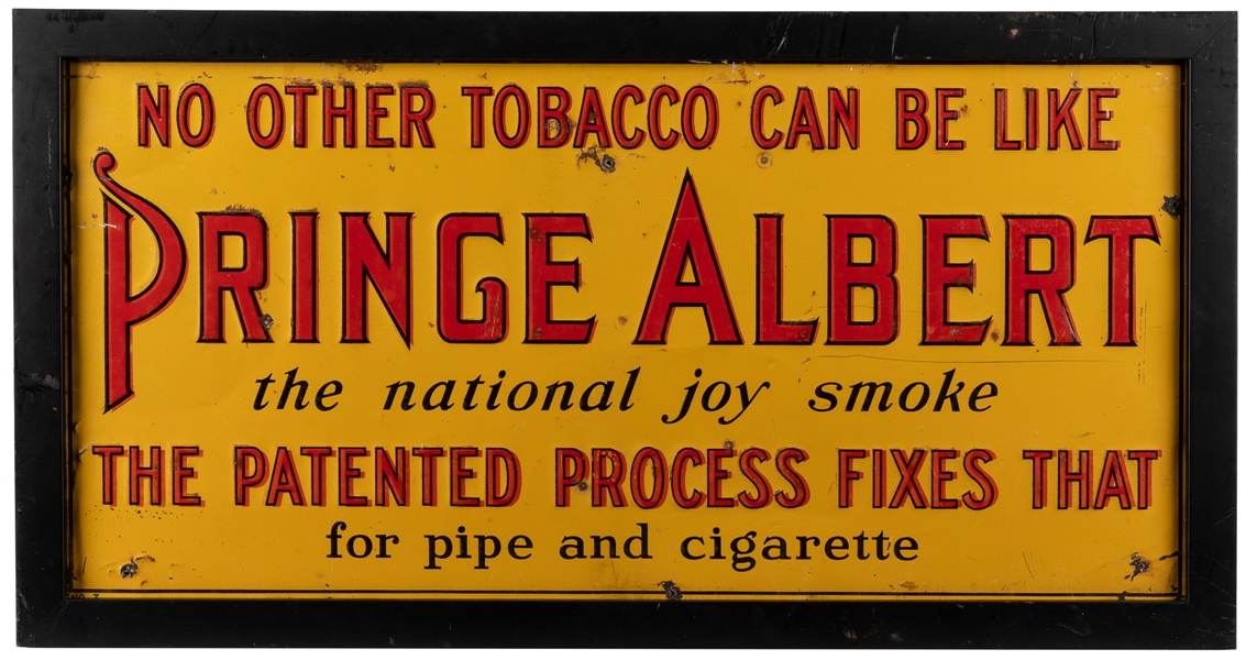  Prince Albert Cigarettes Tin Sign. Circa 1930s. Single side...