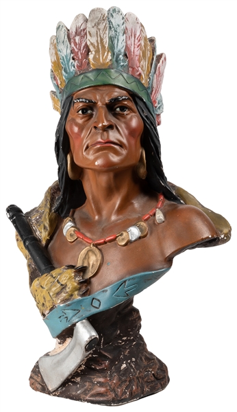  Chalkware Cigar Store Indian Bust. Circa early 20th century...