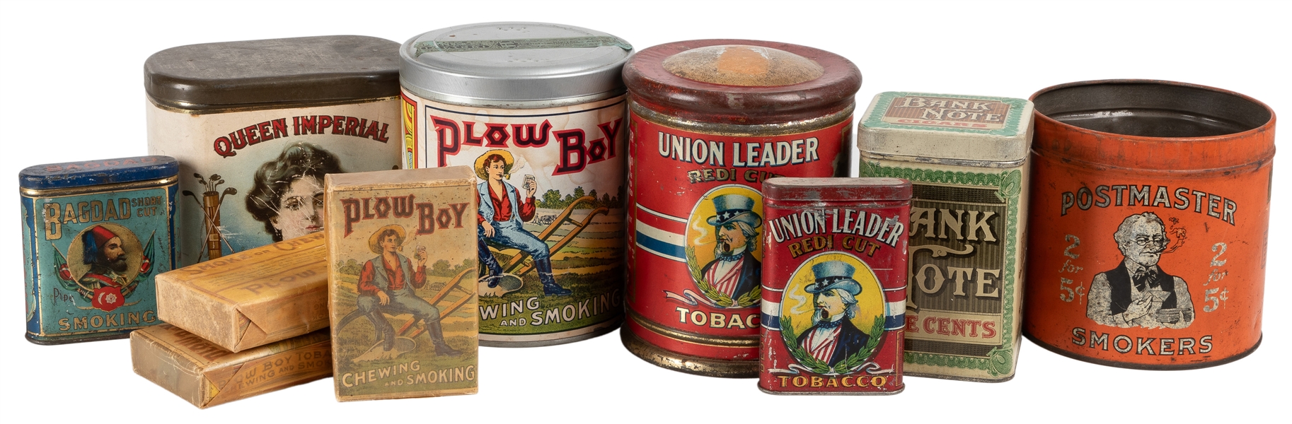  [TOBACCO]. Group of 7 Vintage Lithographed Tins, and 3 Pack...