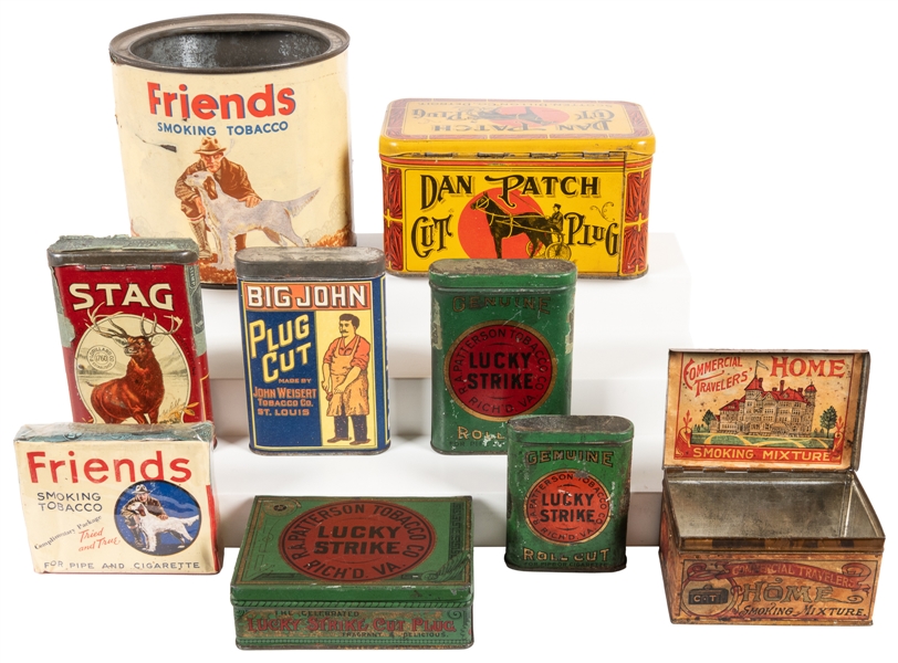  [TOBACCO]. Group of 8 Vintage Lithographed Tins, and 1 Pack...