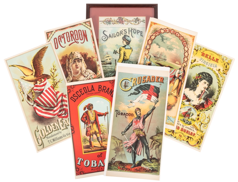  [TOBACCO]. Group of 8 Lithographed Tobacco Crate Labels. [V...