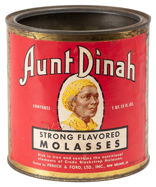  Aunt Dinah Molasses Tin. New Orleans: Penick & Ford Ltd Inc...