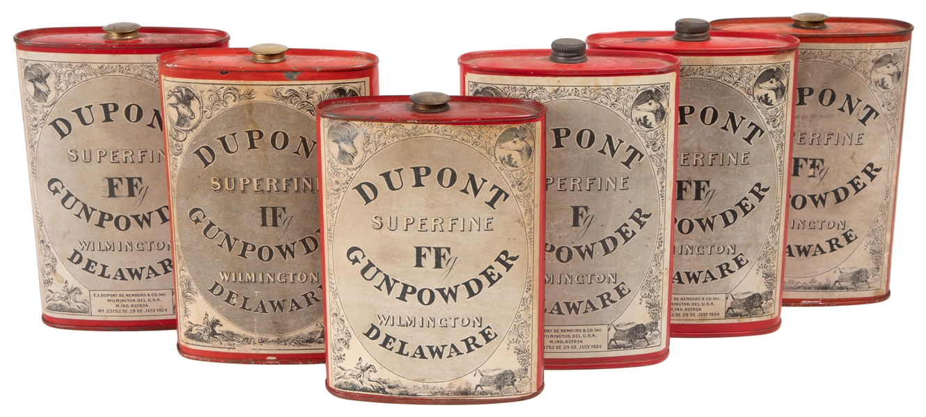  Group of Dupont Superfine Gunpowder Tins. Wilmington: E.I. ...