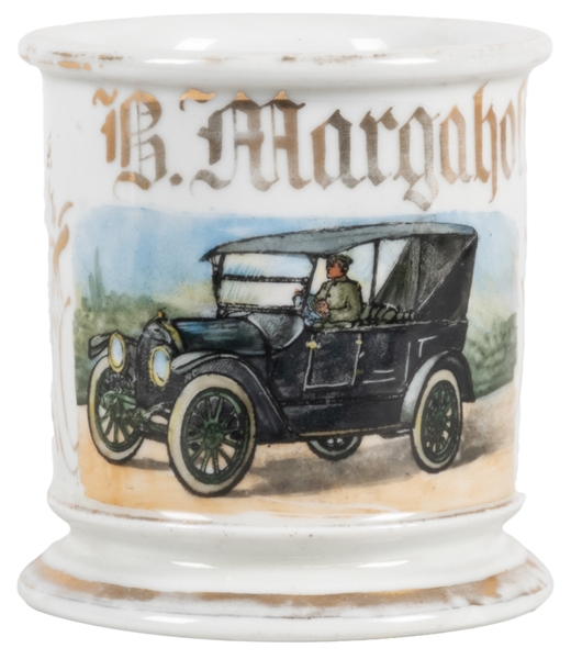  Automobile Shaving Mug. Gilt painted porcelain, lettered wi...