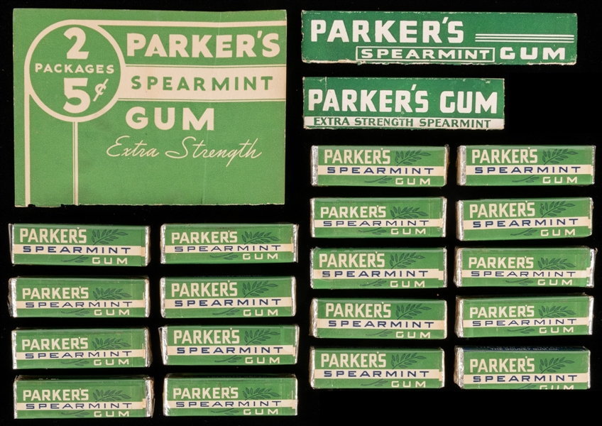  Parker’s Spearmint 5 Cent Chewing Gum Lot. Goudey Gum Co., ...