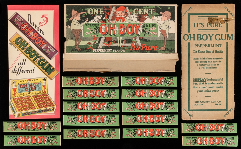  Goudey Oh Boy Peppermint Gum Lot (92 Sticks), Partial Box, ...