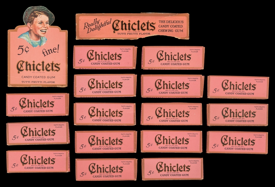  Chiclets Tutti Frutti 5 Cent Gum Lot (16) and Box Display P...