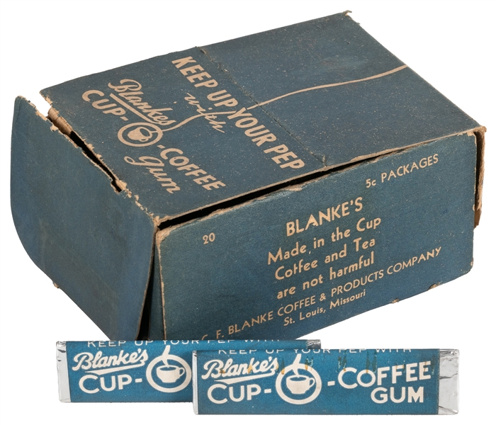  C.F. Blanke’s Cup-O-Coffee Gum and Original Box. St. Louis,...