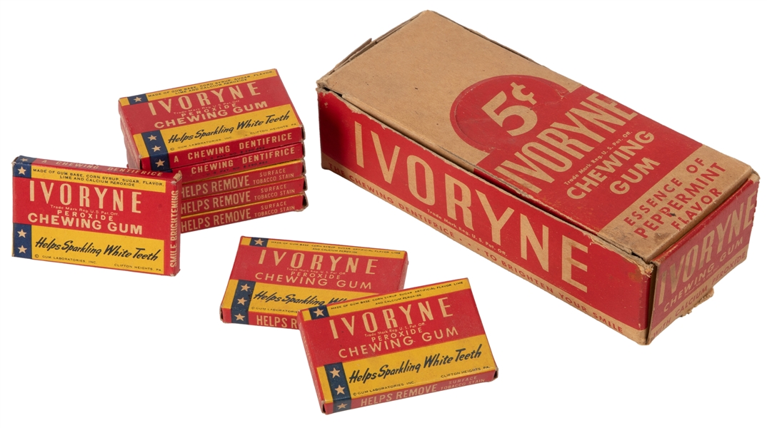  [GUM]. Original Box for “Ivoryne Chewing Gum Essence of Pep...