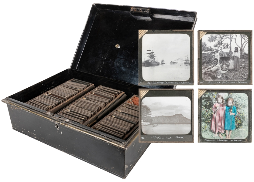  [HAWAII]. Large Group of 107 Magic Lantern Glass Slides Dep...