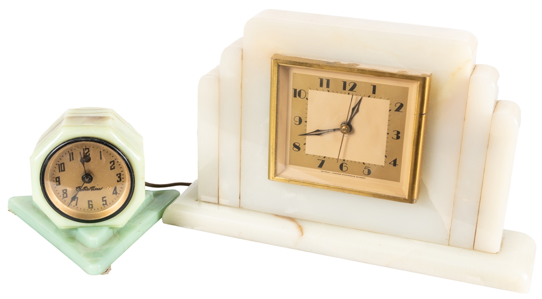  Two Antique Art Deco Electric Table Clocks. Including: a Vi...