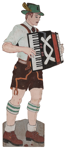  Hand-Painted Cut-Out of a German Man in Lederhosen Playing ...