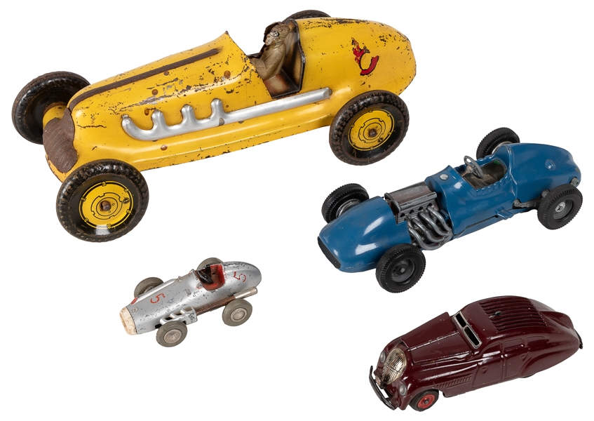  Group of 4 Toy and Model Cars. Circa mid 20th century. Incl...