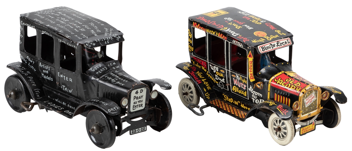  Two Marx Windup Cars. “Old Jalopy” and “Honey Mooners.” [Ne...