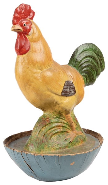  Roly-Poly Rooster Toy. Early 20th century. Polychrome papie...