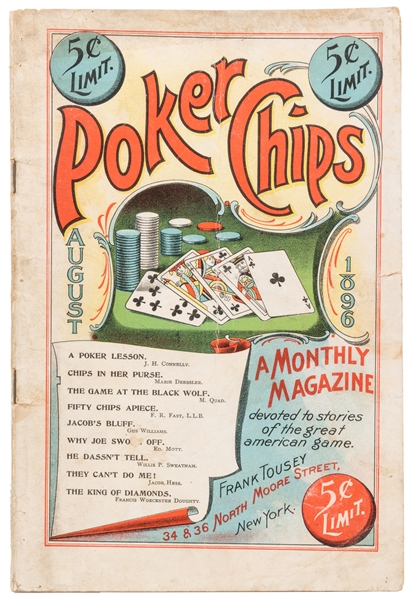  Poker Chips Magazine. New York: Frank Tousey. August 1896. ...