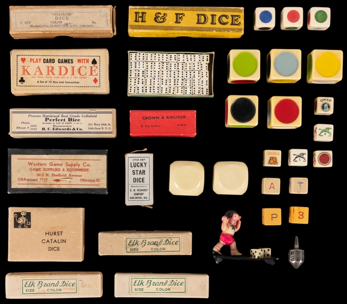  Assorted Vintage Dice, Many in Manufacturer’s Boxes. Circa ...