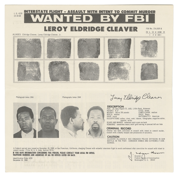  Cleaver, Leroy Eldridge. F. B. I. Wanted Circular for Cleav...