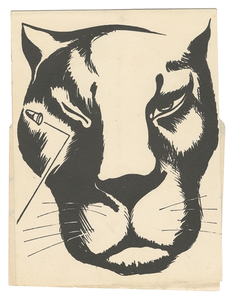  OSPAAAL. Scarce “Black Panther” Pop-Up Card. [Cuba: OSPAAAL...