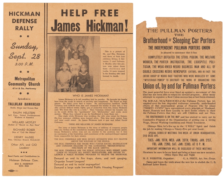  Pair of Handbills Related to the Struggle of African Americ...