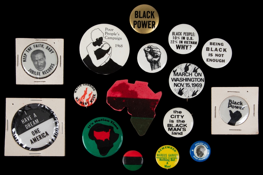  Group of 16 Pinbacks of Black Power Movement. [V.p., ca. 19...