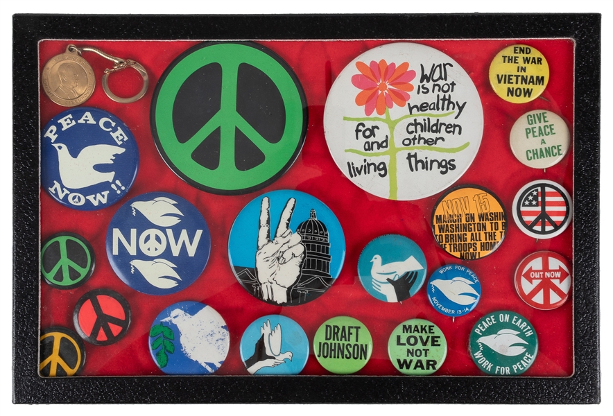  [PEACE POLITICS]. Group of 20 Pinbacks Advocating for Peace...