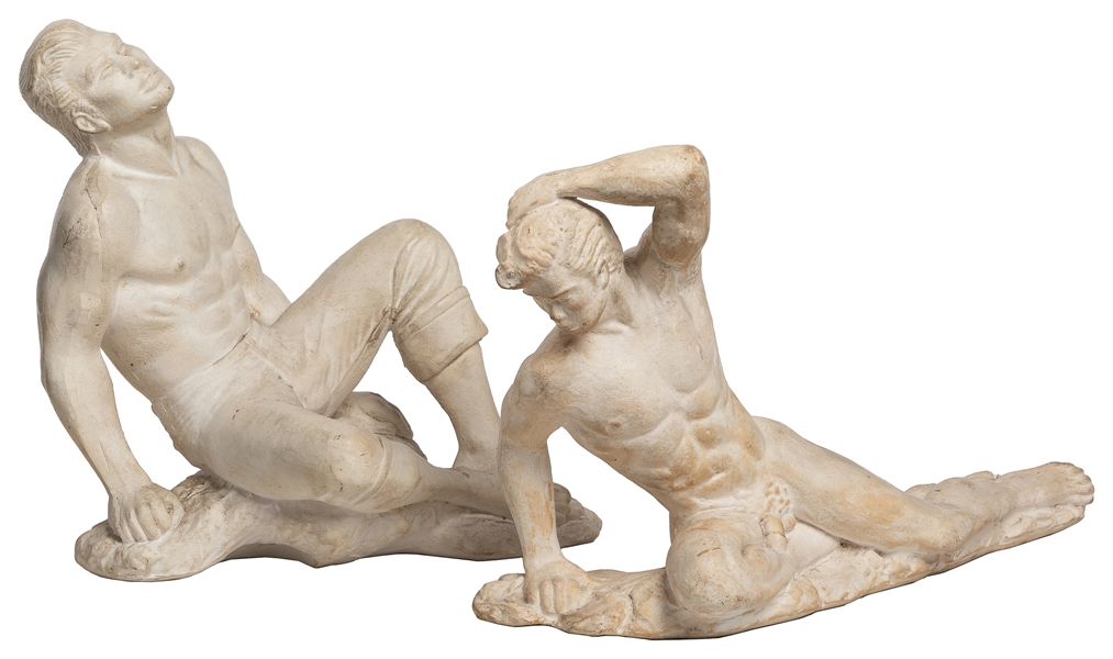  [ART]. [Artist Unknown]. Pair of Small Plaster Statuettes. ...