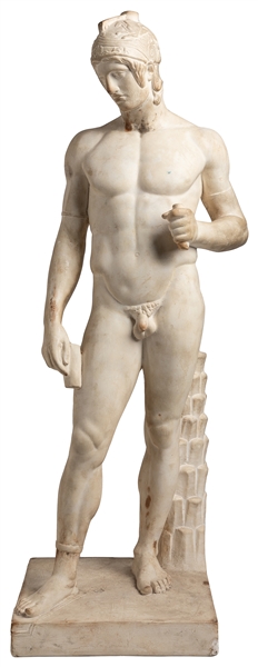  Plaster Statue of a Nude Greco-Roman Soldier. 34 ½” high. S...