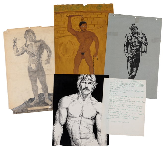  [ARTISTS UNKNOWN]. Large Portfolio of Male Homoerotic, BDSM...