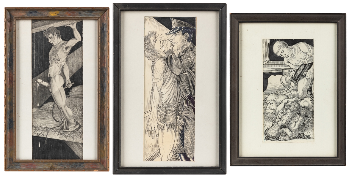  [ILLUSTRATION ART]. “Sean.” Group of 3 Original Drawings, i...