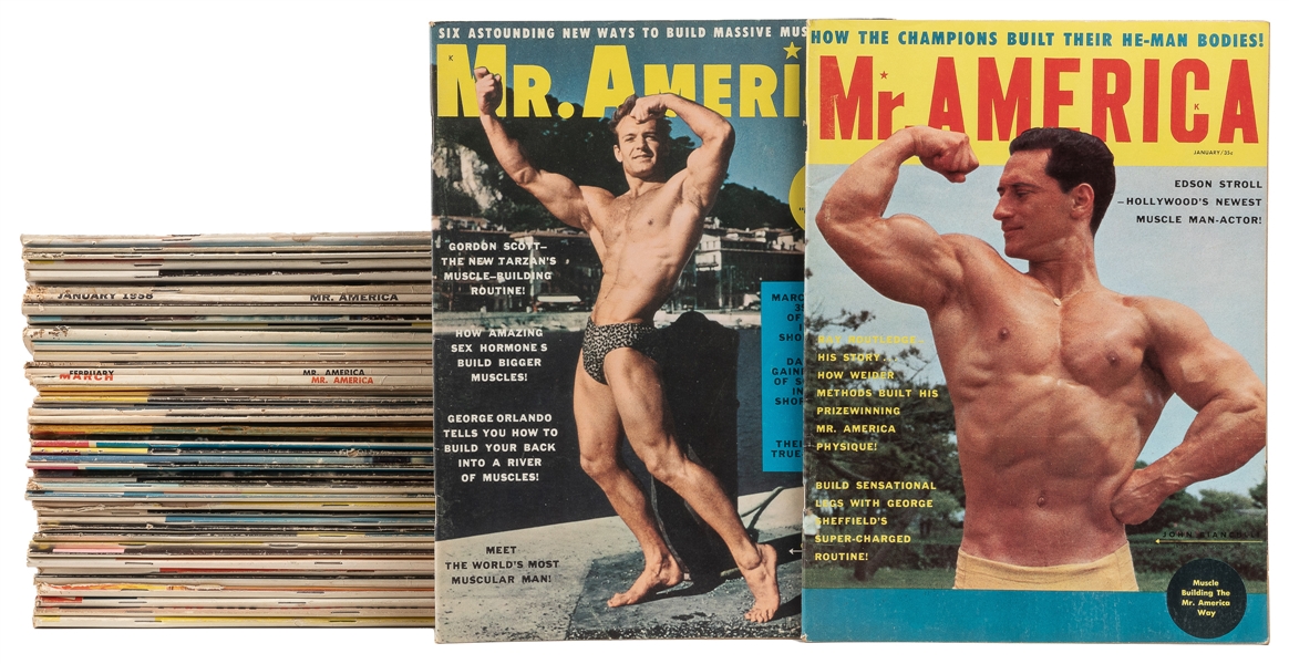  Group of Nearly 50 Issues of “Mr. America” Bodybuilding Mag...