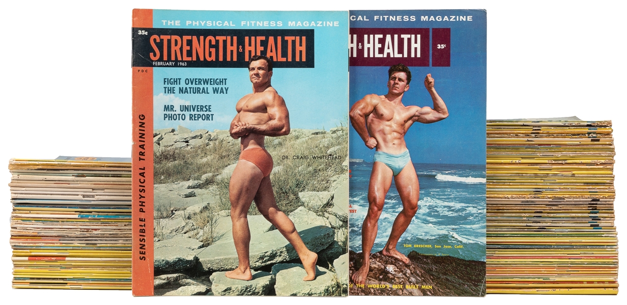  Group of Nearly 70 Issues of “Strength & Health” Bodybuildi...