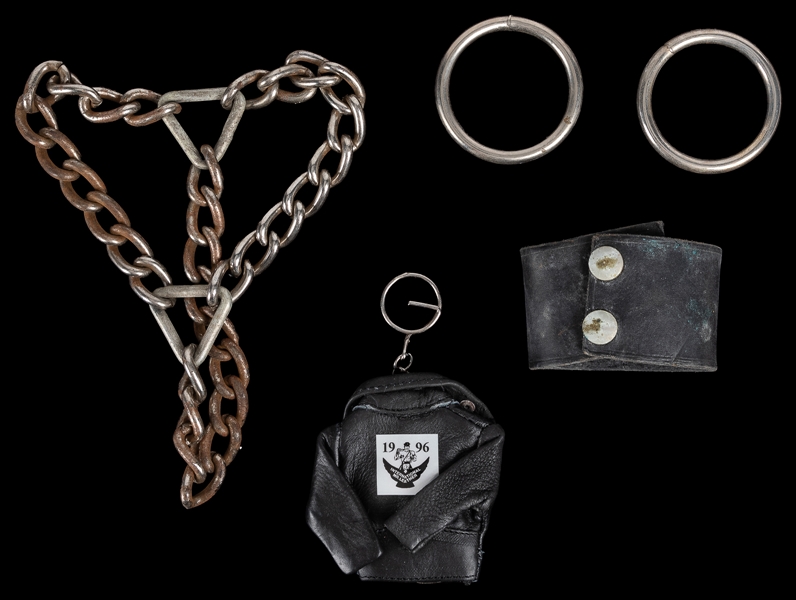  Group of 5 Leather or Metal BDSM Artifacts. [V.p., n.d.] In...