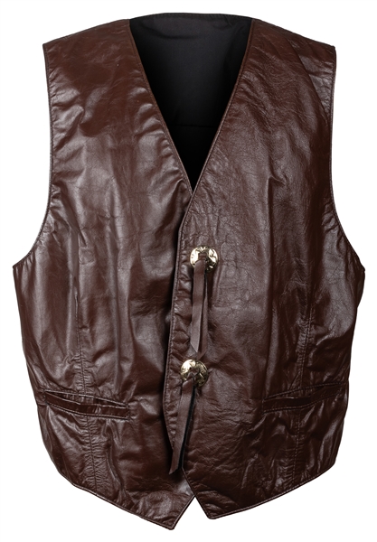  Gary Chichester’s “Pantheon of Leather” Vest. Brown leather...