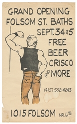 [HANDBILL]. Grand Opening Folsom St. Baths Sep. 3-4 & 5 Free Beer Crisco and More. 