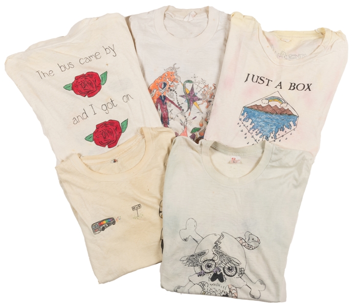  [GRATEFUL DEAD]. Group of Five Hand-Colored “Dead Lot” T-Sh...