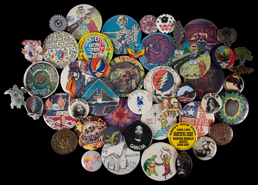  [GRATEFUL DEAD]. Large Group of Pinback Buttons and Enamel ...