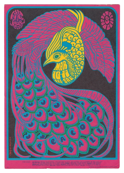  MOSCOSO, Victor (b. 1936). Peacock Ball Postcard. Quicksilv...