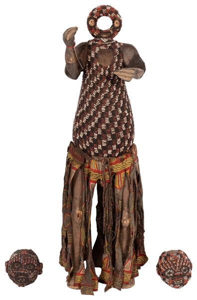  [ETHNOGRAPHICA]. West African Decorated Figure and Two Scul...