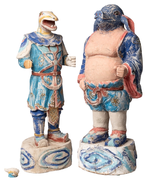  [ETHNOGRAPHICA]. Pair of Taiwanese Anthropomorphic Figures,...