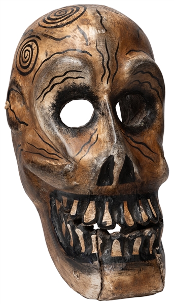  Day of the Dead Wood Skull with Articulated Jaw. (Mexican, ...