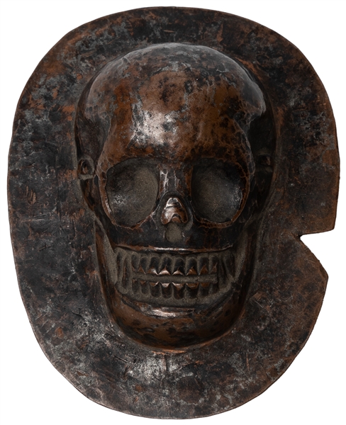  Mongolian Copper Skull. 20th century. Hammered copper with ...