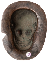  Mongolian Copper Skull. 20th century. Hammered copper with ...