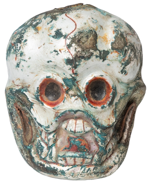  Enameled Metal Skull. (Indonesian, 20th century). Enamel an...