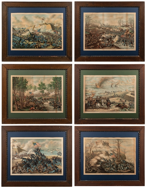  [CIVIL WAR]. Set of Six Kurz & Allison Civil War Battle Pri...