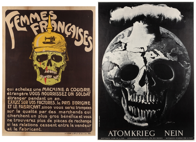  [WORLD WAR I]. [COLD WAR]. French and Swiss War Posters. Tw...