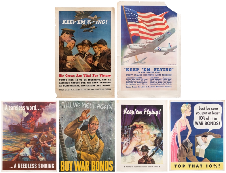  [WORLD WAR II]. Group of 16 US Army Recruitment & War Bonds...