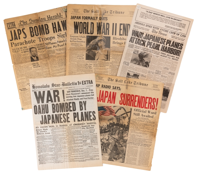  [WORLD WAR II]. Pacific Theater & Pearl Harbor Newspaper Fr...