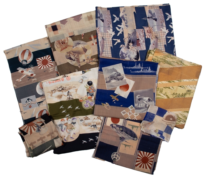  [WORLD WAR II]. [TEXTILES]. Propaganda Kimono Fabric Pieces...